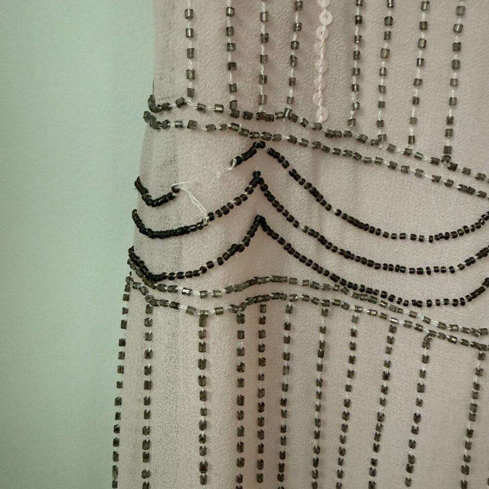 FROCK AND FRILL Beaded Art Deco Dress | Blush & Silver | Size 8 - Picture 7 of 9